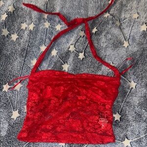 SHEIN Vibrant Red Lace Top